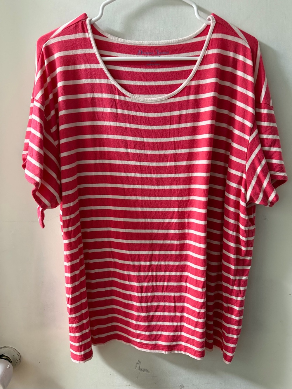 Draper James Pink & White Striped Short Sleeve Tee